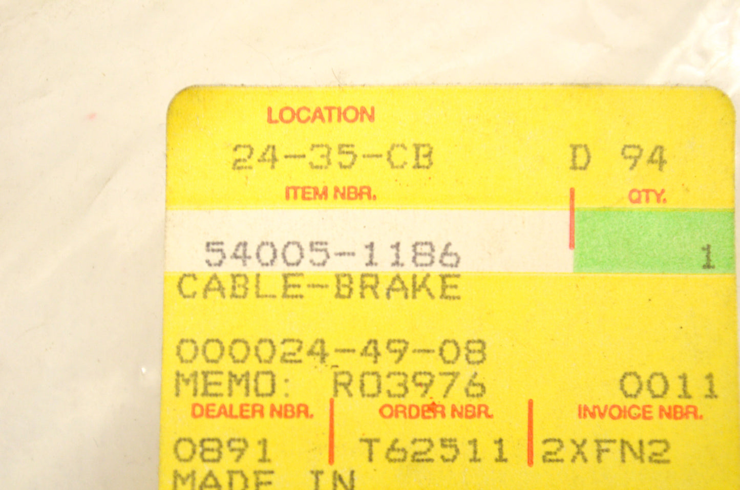 Brake Cable NOS