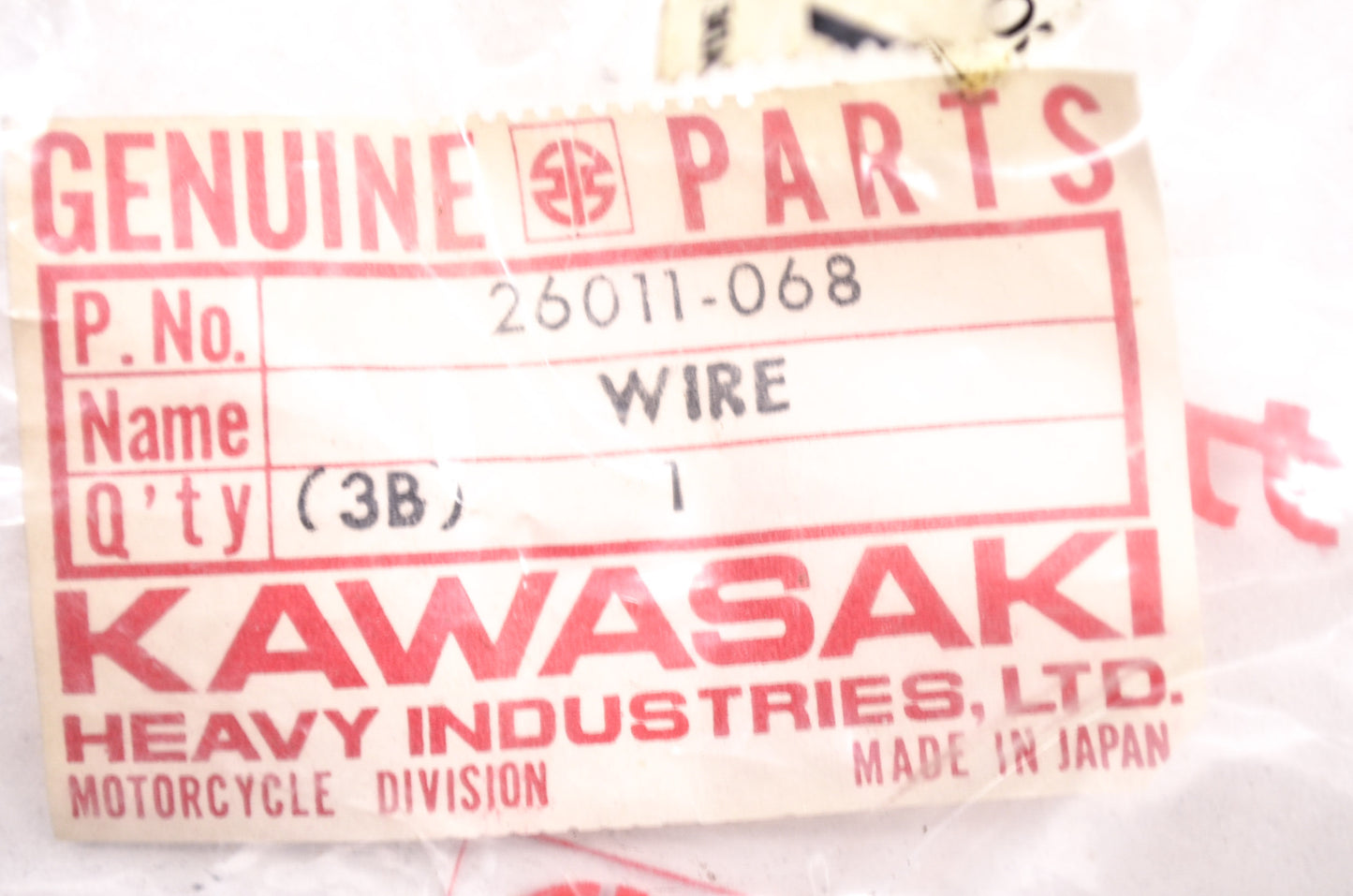 OEM Kawasaki 26011-068 Lead Wire NOS