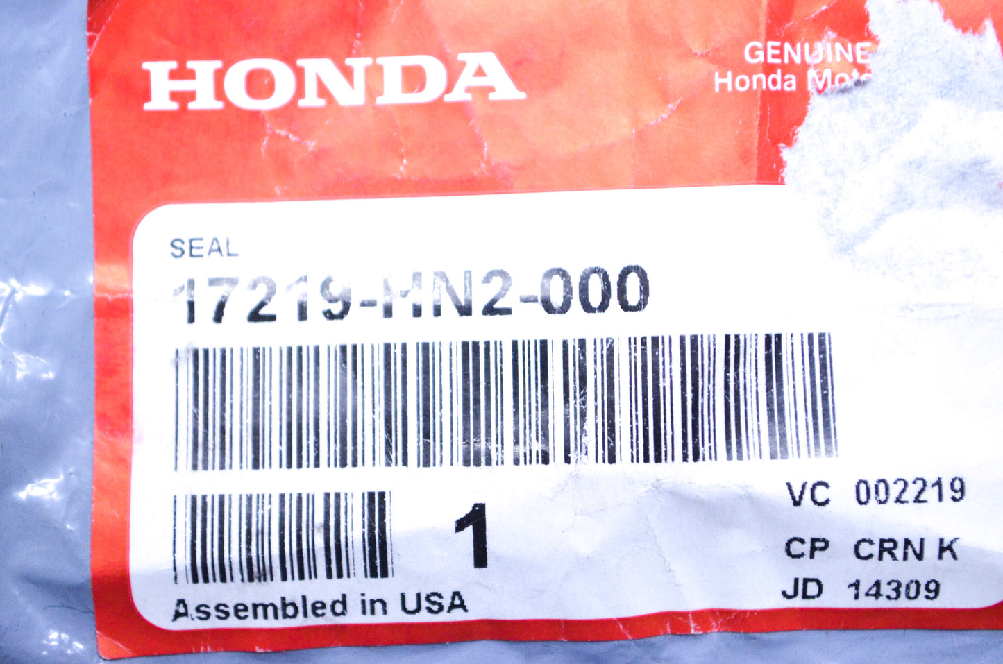 OEM Honda 17219-HN2-000 Seal NOS