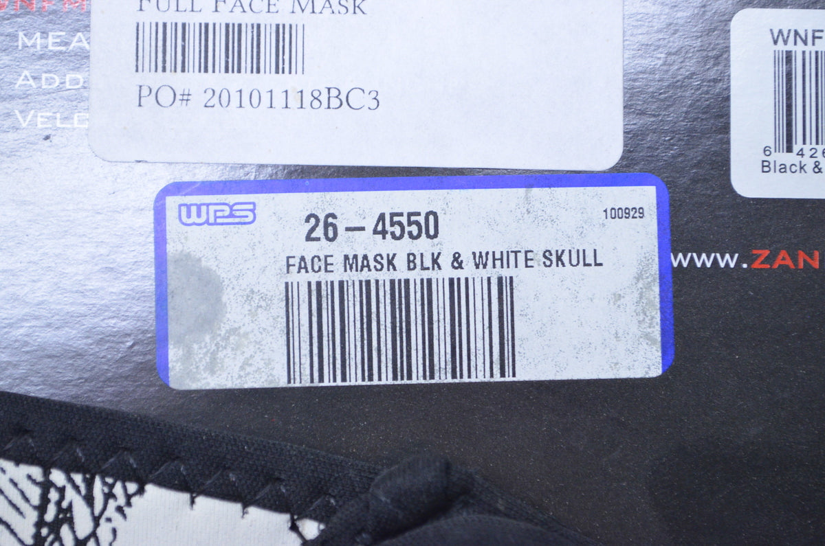 Zan Headgear 26-4550 Black & White Skull Face Mask NOS