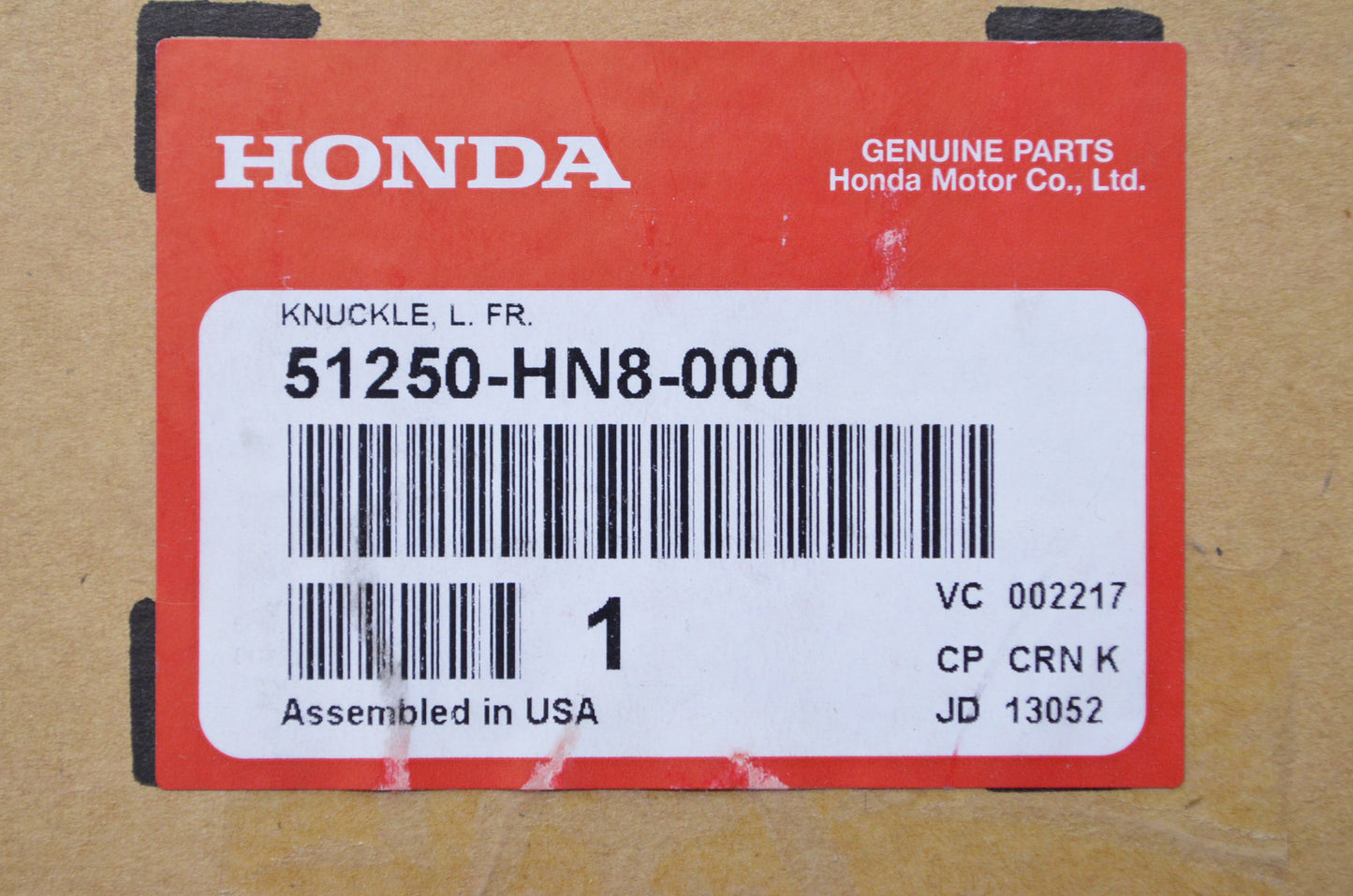 OEM Honda 51250-HN8-000 Front Left Knuckle NOS