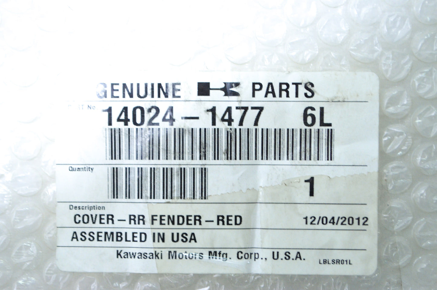 New OEM Kawasaki Red Right Rear Fender Cover NOS