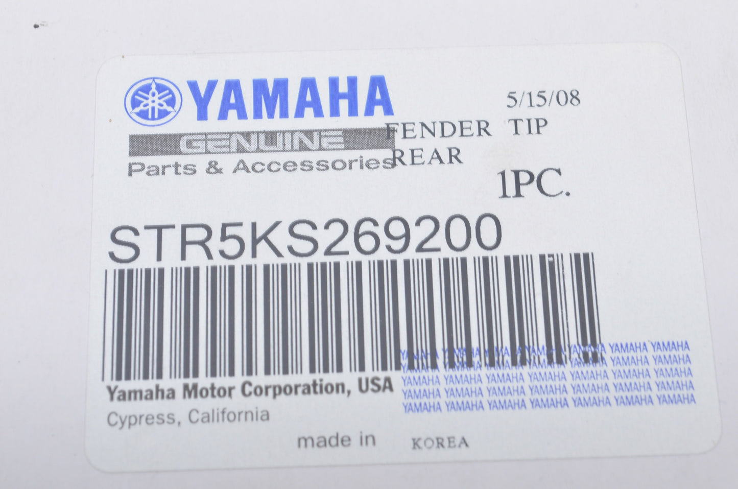 New OEM Yamaha Rear Fender Tip Kit NOS