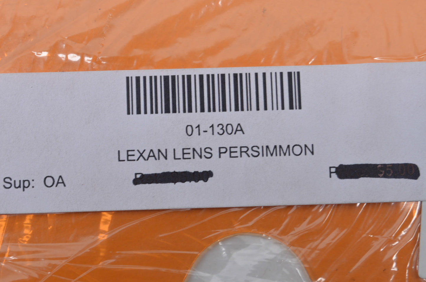 Lexan 01-130A Orange Tinted Lens NOS