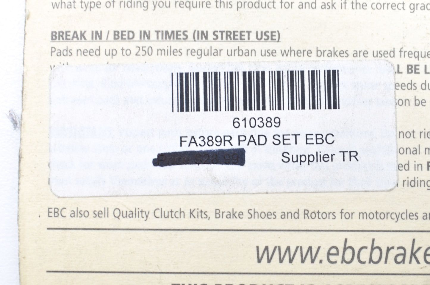 New EBC Brake Pad NOS