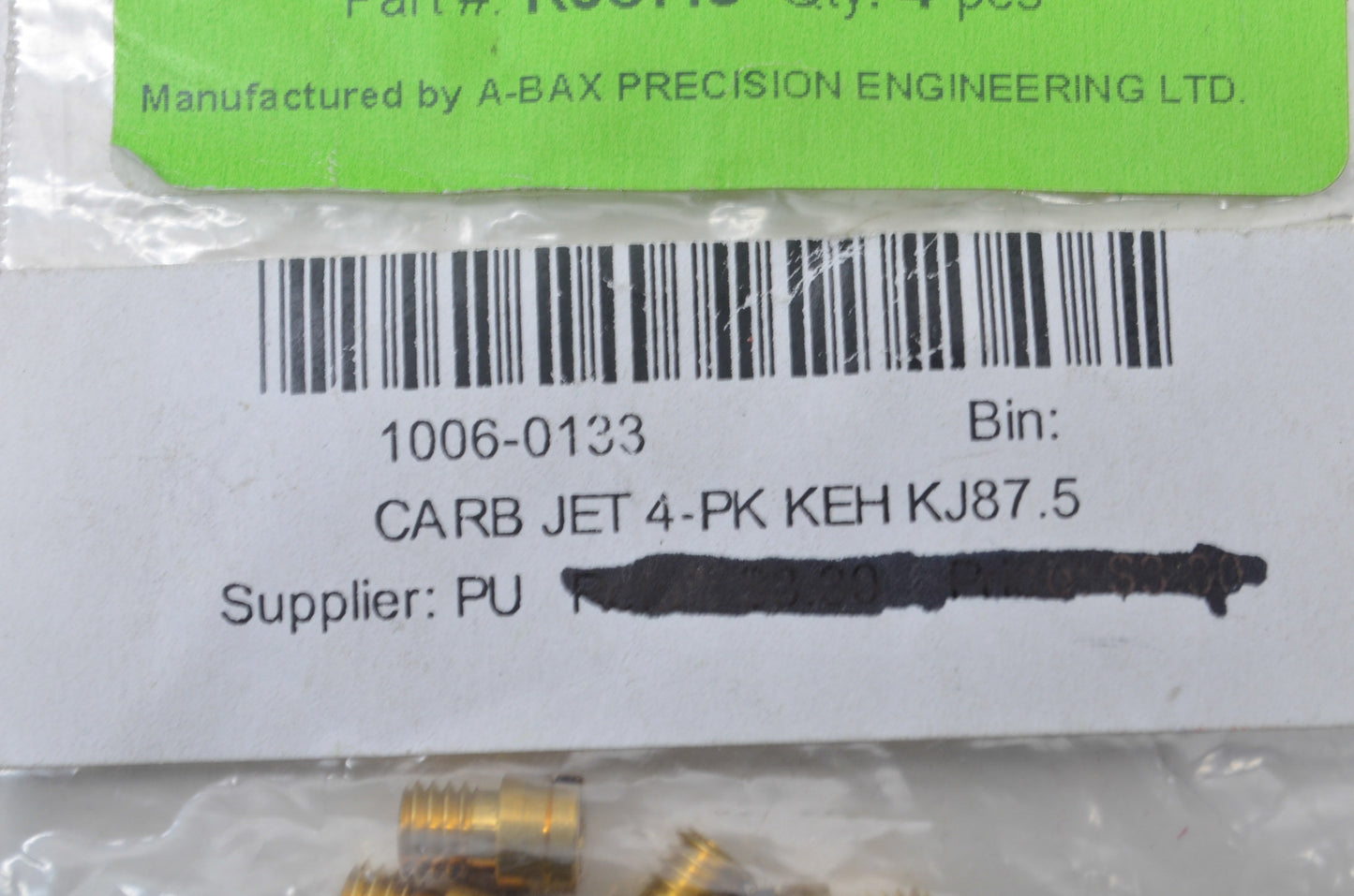 EBC 1006-0133, KJ87.5 Brass Main Jets Qty 4 NOS