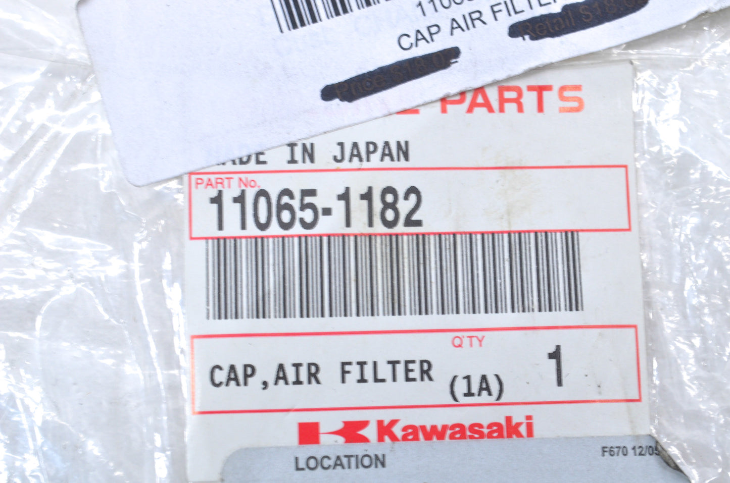OEM Kawasaki 11065-1182 Air Filter Cap NOS