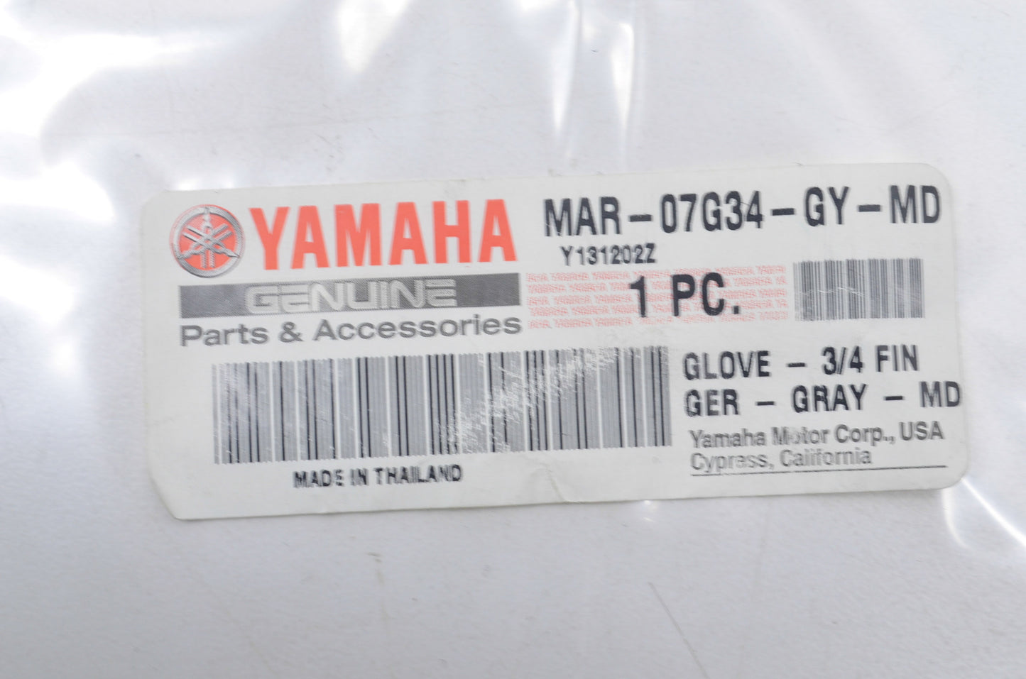 New OEM Yamaha Medium Grey 3/4 Finger Gloves NOS