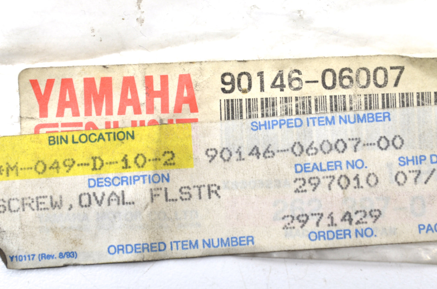 New OEM Yamaha Oval Screw NOS