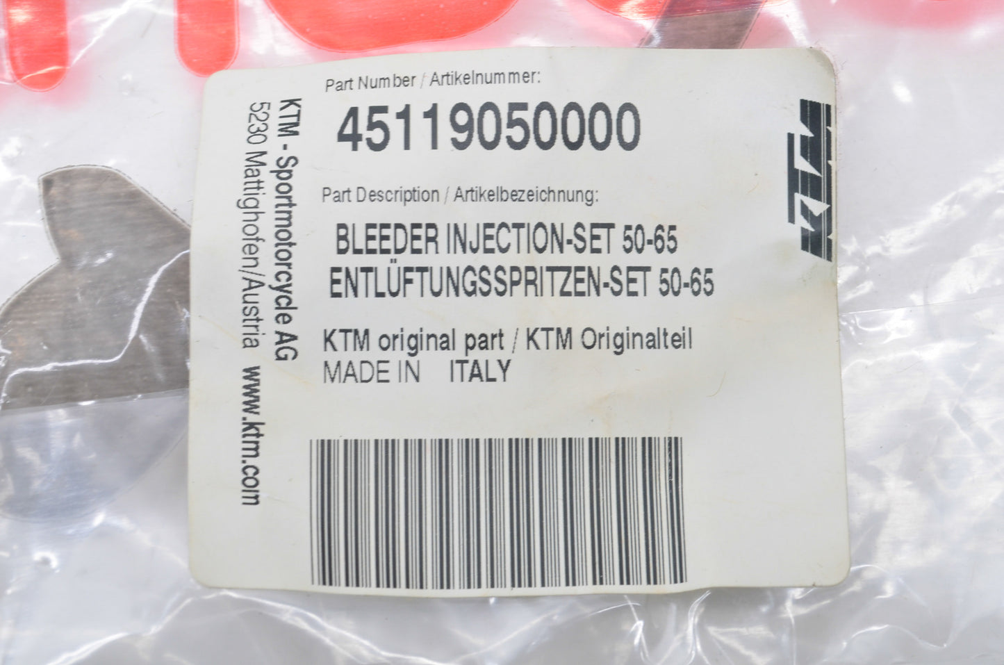 New OEM KTM Bleeder Injection Kit NOS
