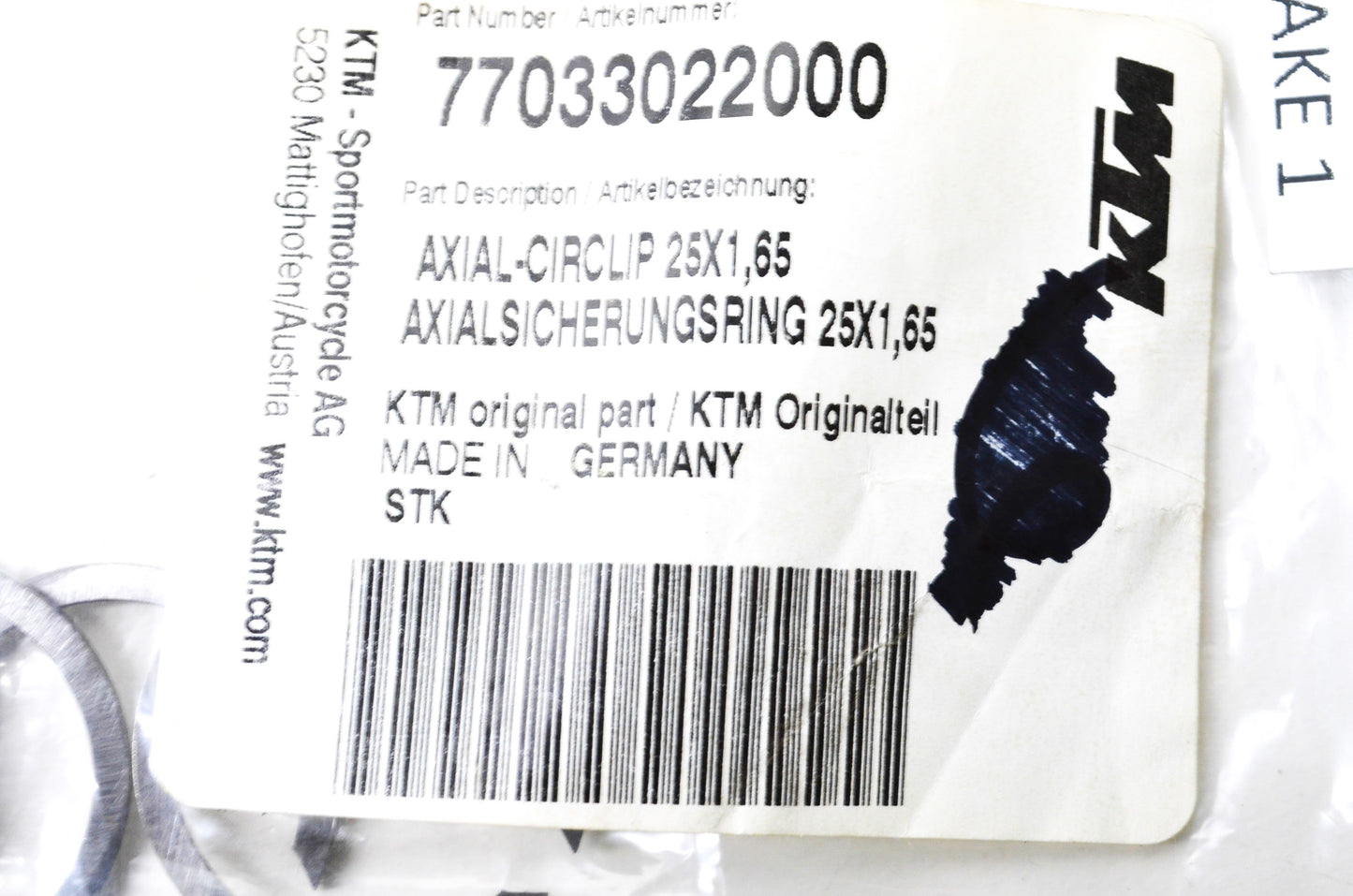 OEM KTM 77033022000 Circlip NOS