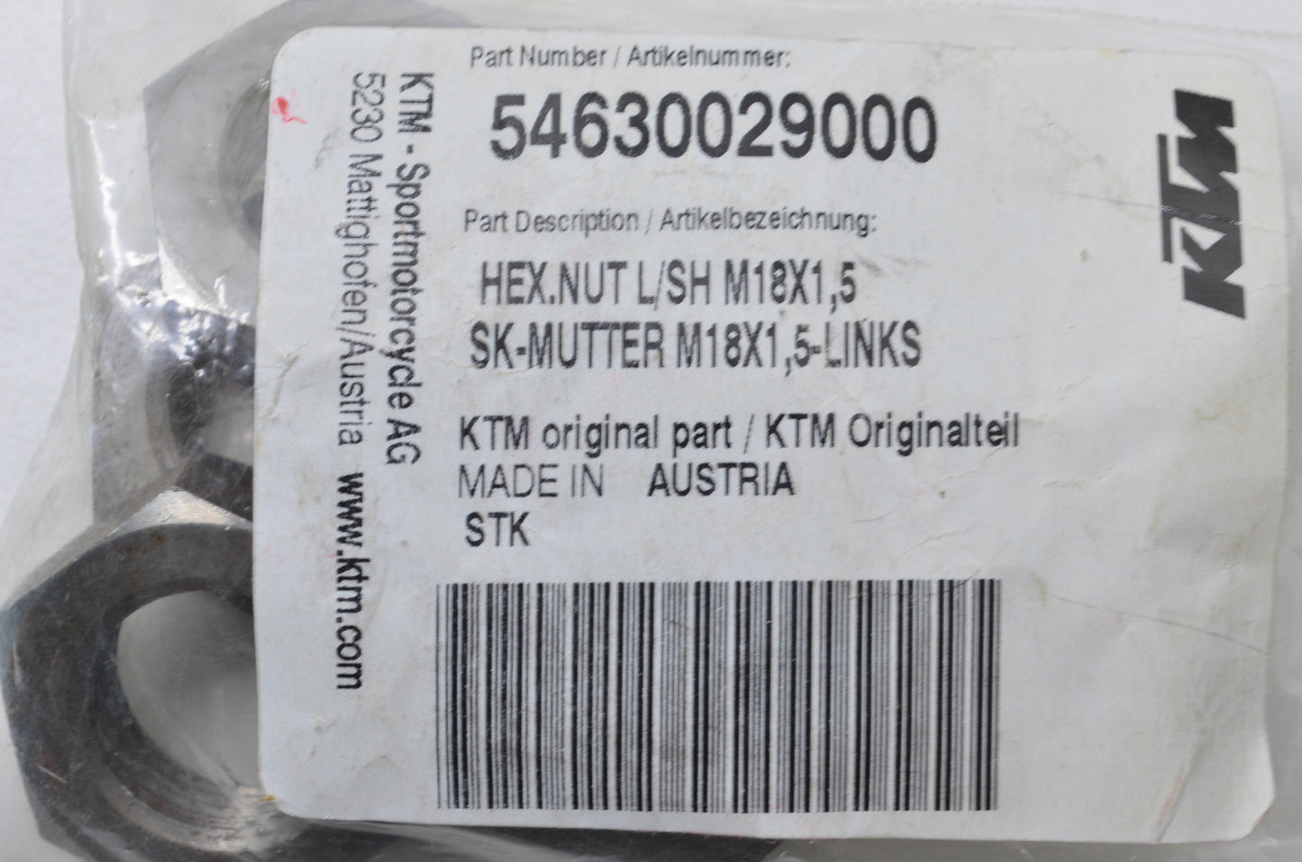 OEM KTM 54630029000 Hex Nut NOS