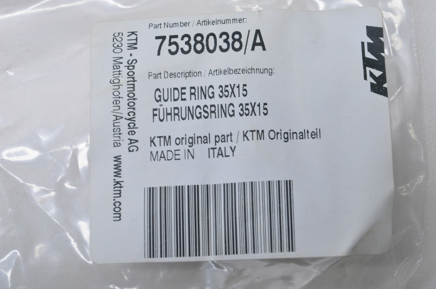 OEM KTM 7538038/A Guide Ring 35x15 NOS
