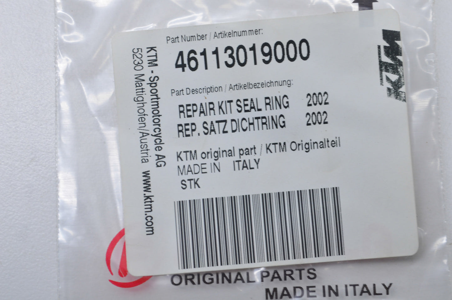 New OEM KTM Seal Ring Repair Kit NOS