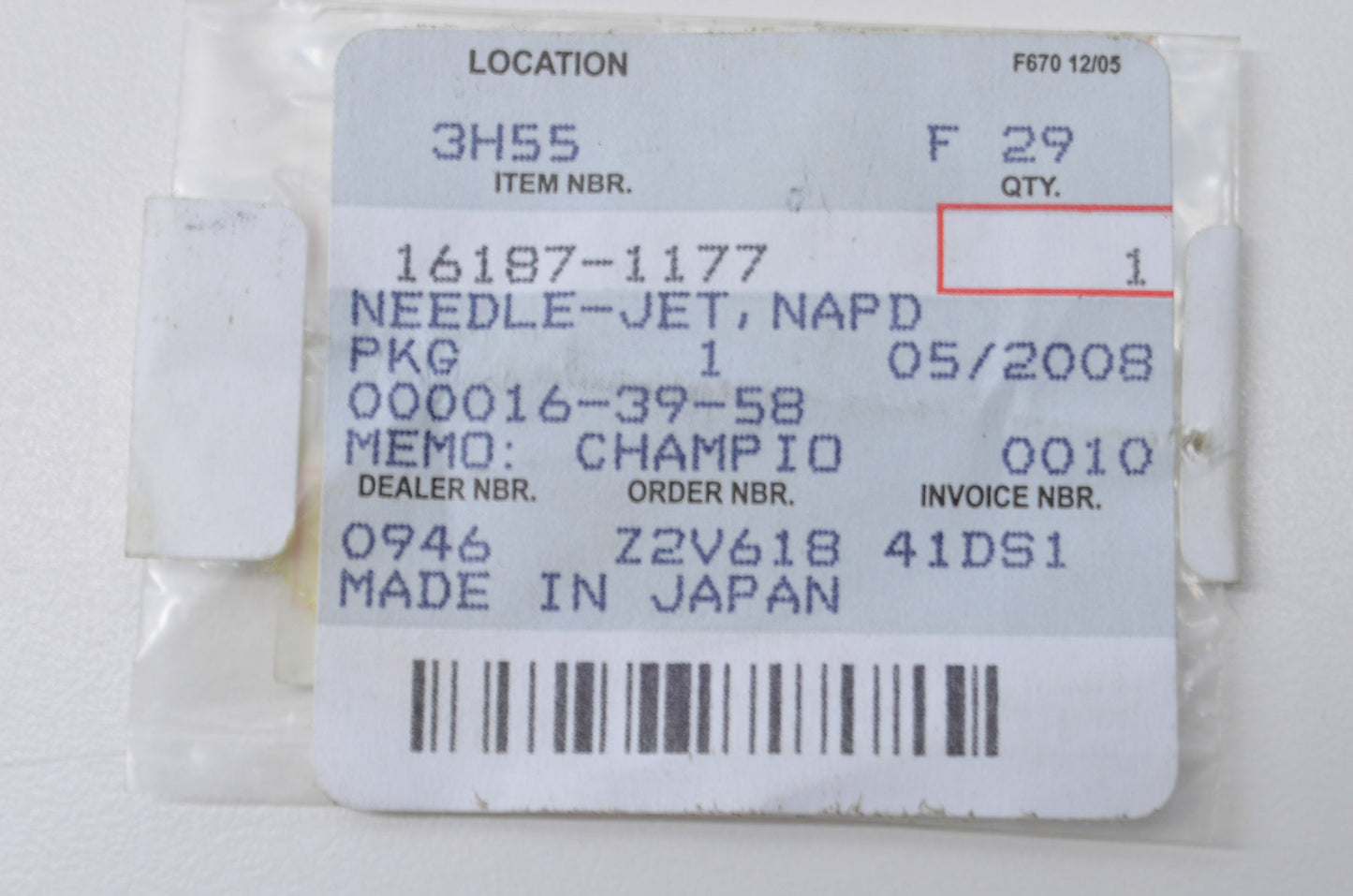 OEM Kawasaki 16187-1177 Jet Needle NAPD NOS