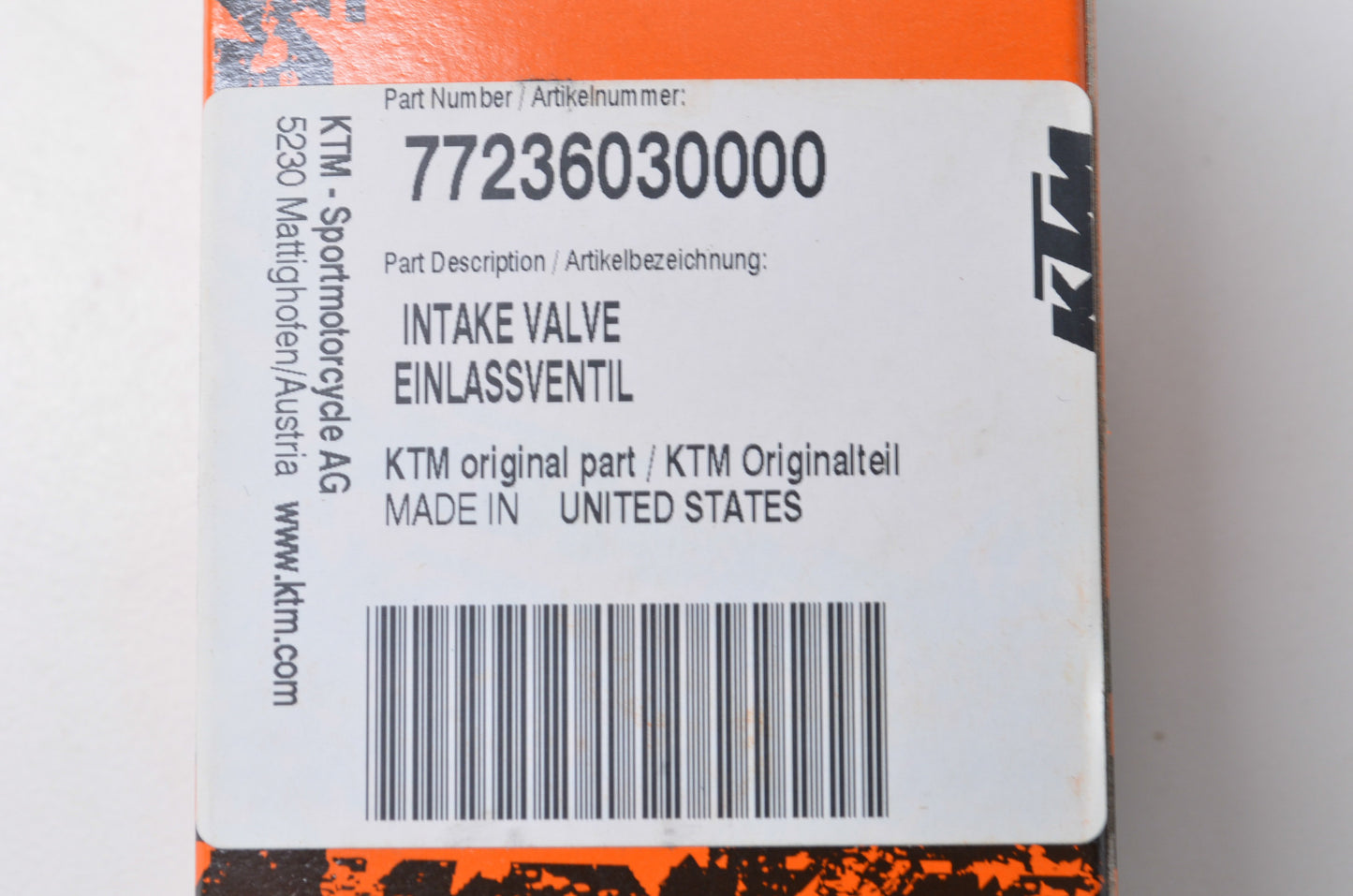 New OEM KTM Intake Valve NOS