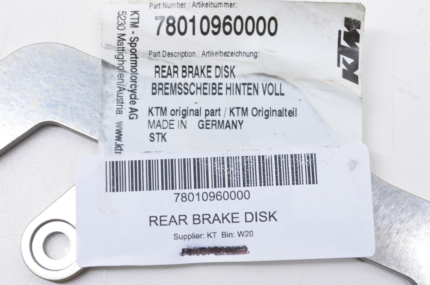 OEM KTM 78010960000 Rear Brake Disk NOS