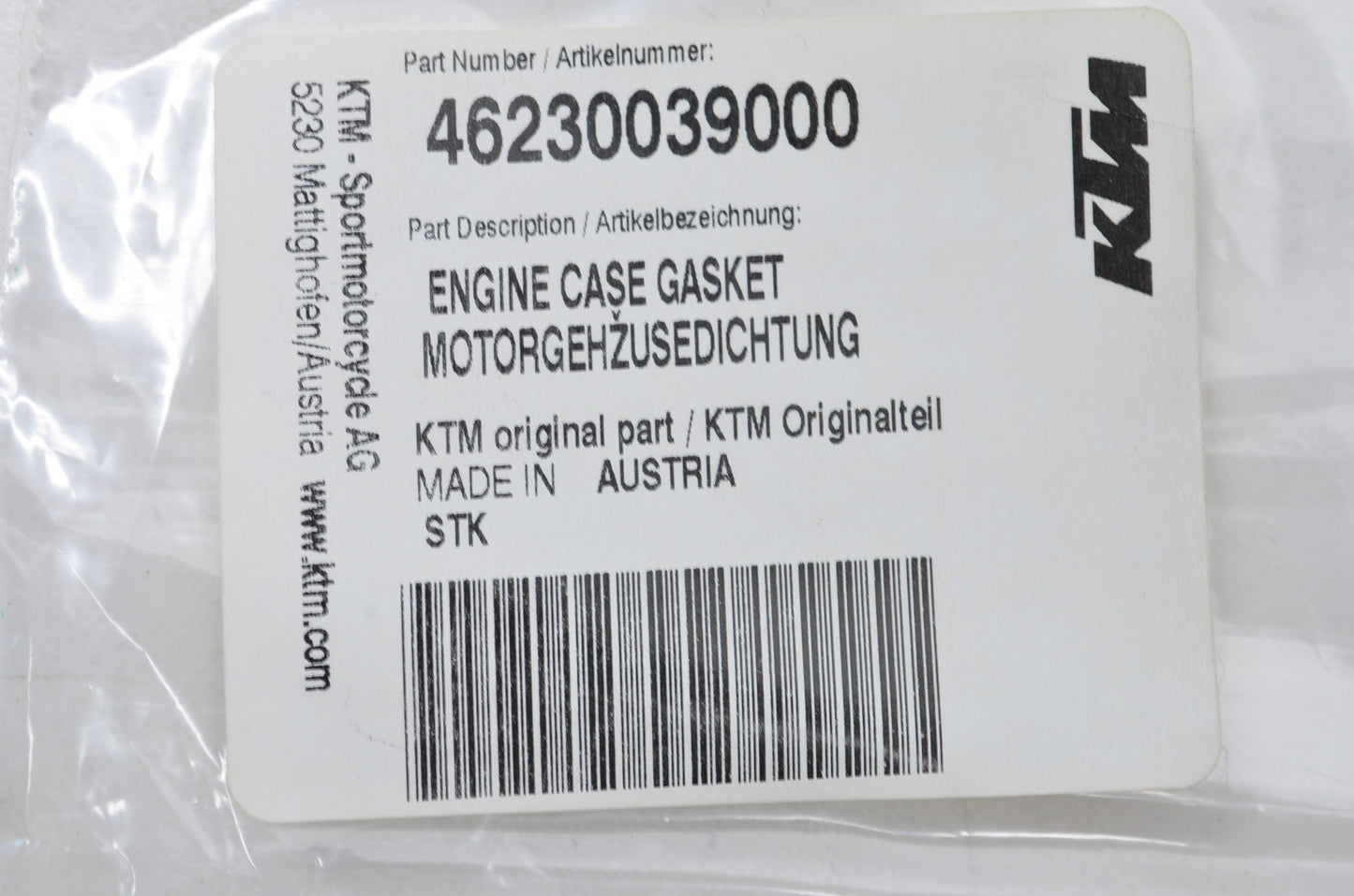 OEM KTM 46230039000 Engine Case Gasket NOS
