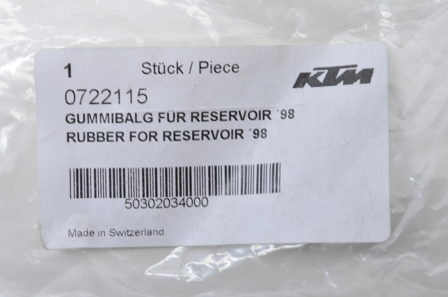 New OEM KTM Reservoir Rubber NOS