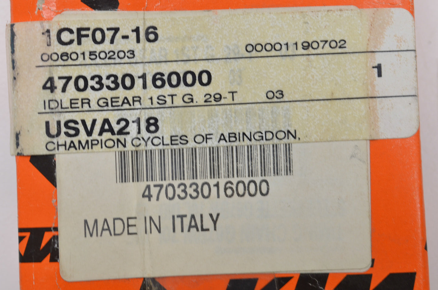 OEM KTM 47033016000 1st Gear Idler Gear NOS