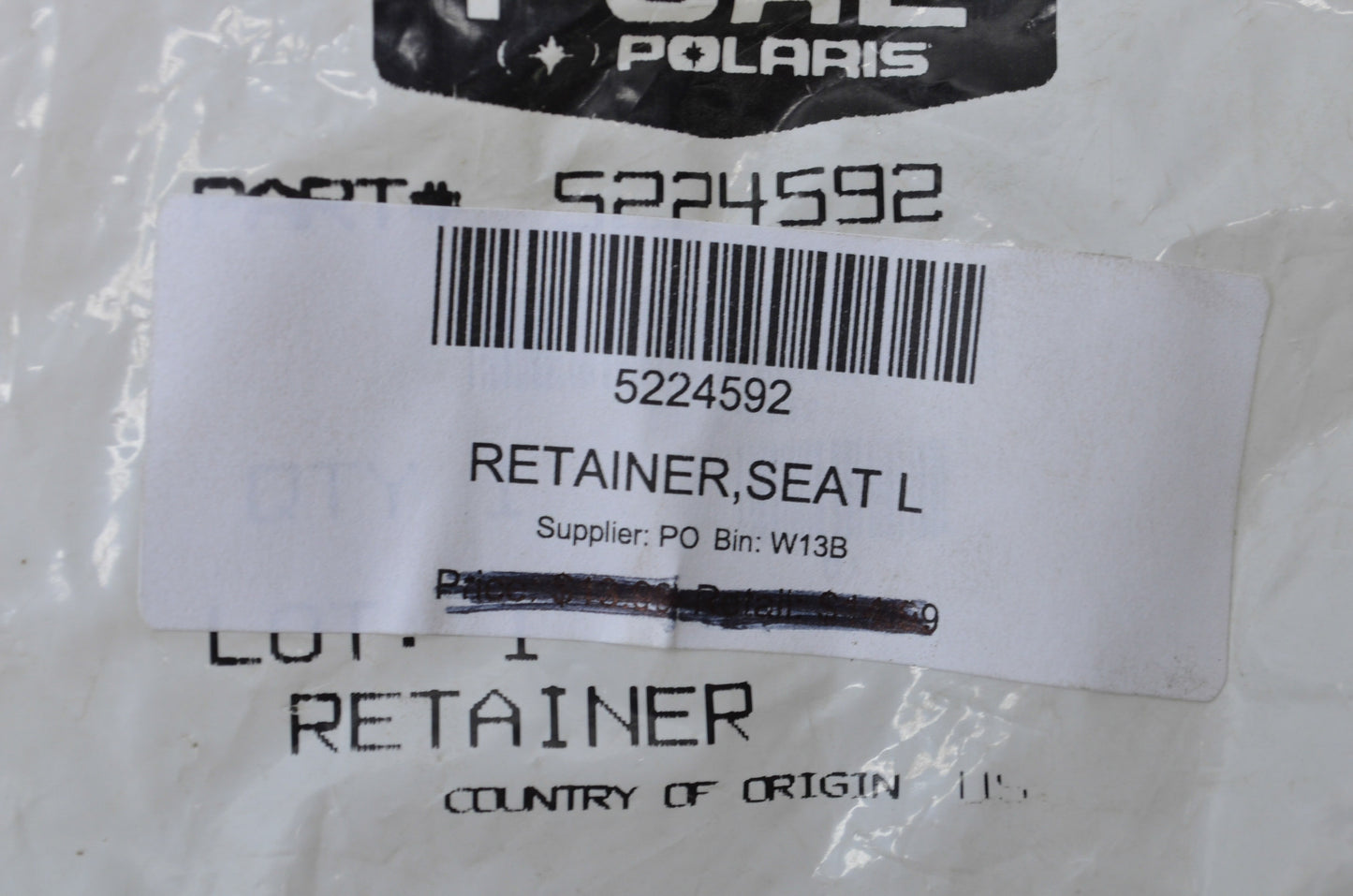 OEM Polaris 5224592 Seat Latch Retainer NOS