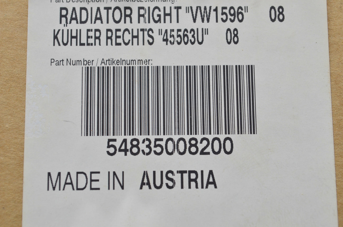 New OEM KTM Right Radiator NOS