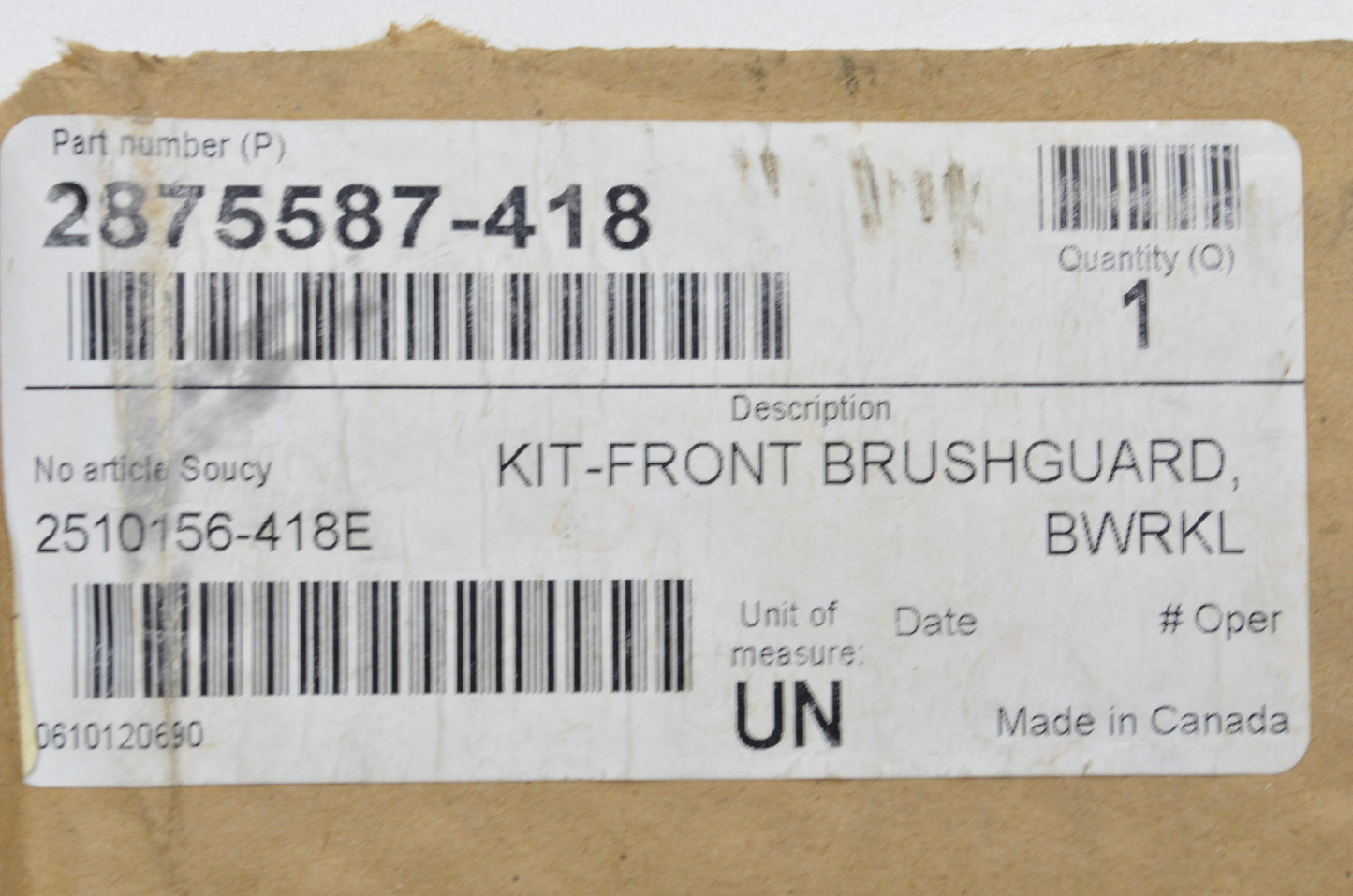 OEM Polaris 2875587-418 Black Front Brushguard Kit NOS
