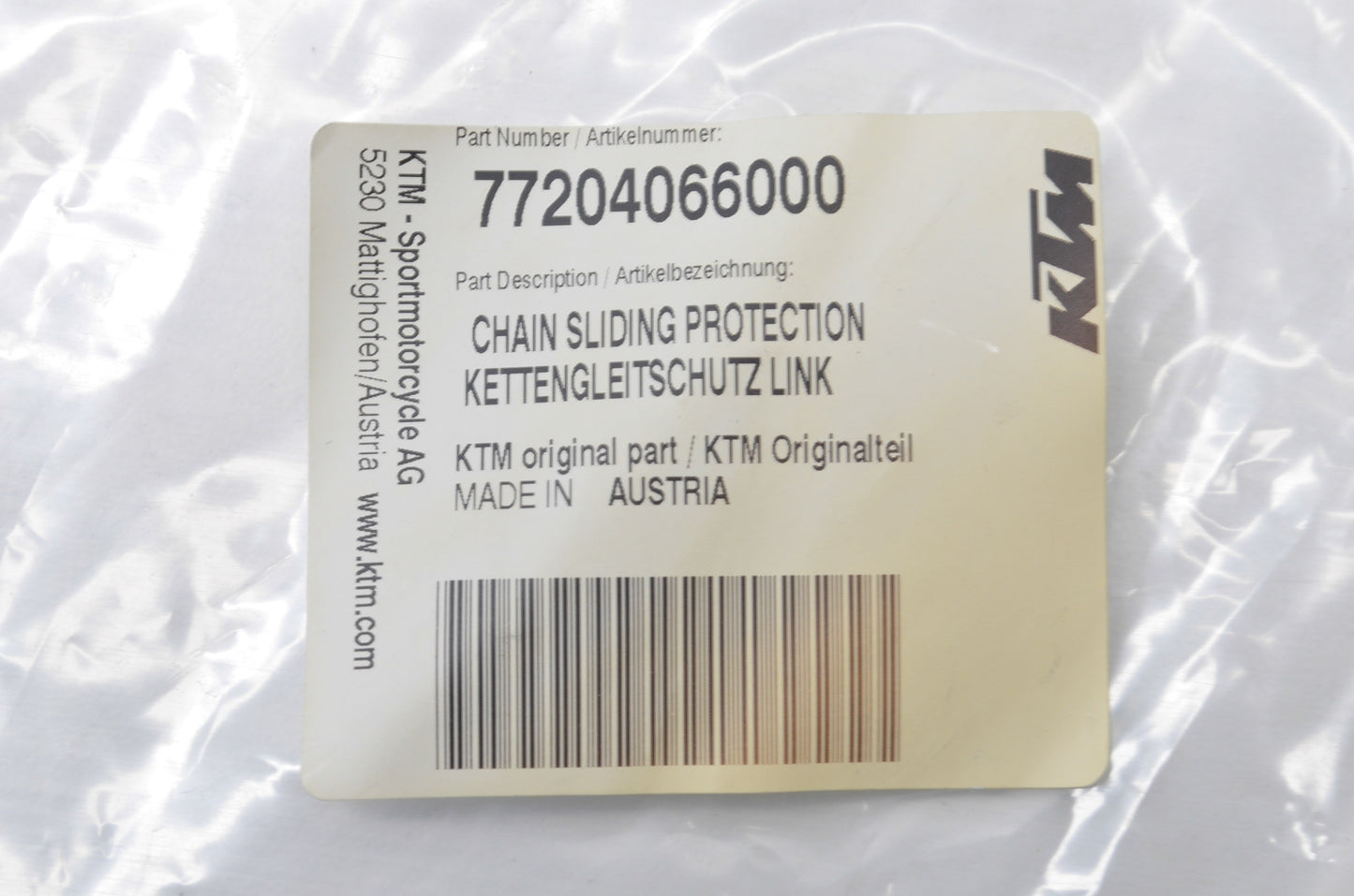 New OEM KTM Chain Sliding Protection NOS
