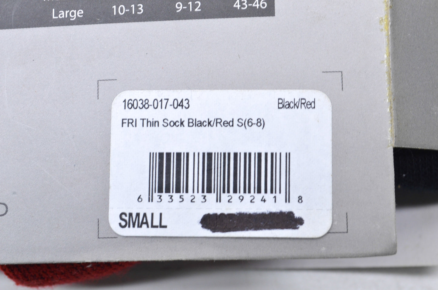 Fox 16038-017-043 Small Black/ Red Tall & Thin Socks NOS