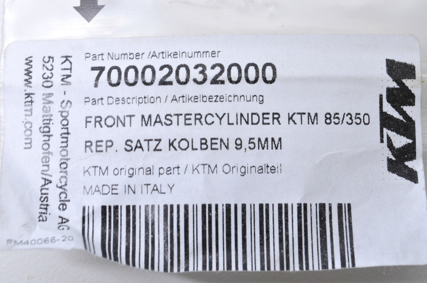 New OEM KTM Front Master Cylinder Rebuild Kit NOS