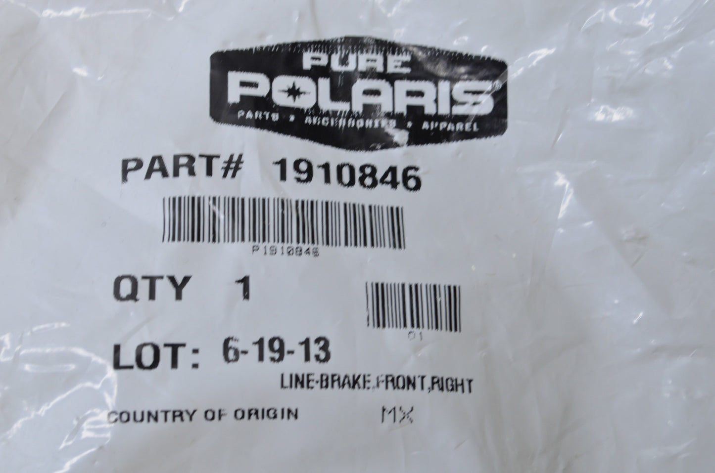 OEM Polaris 1910846 Right Front Brake Line NOS