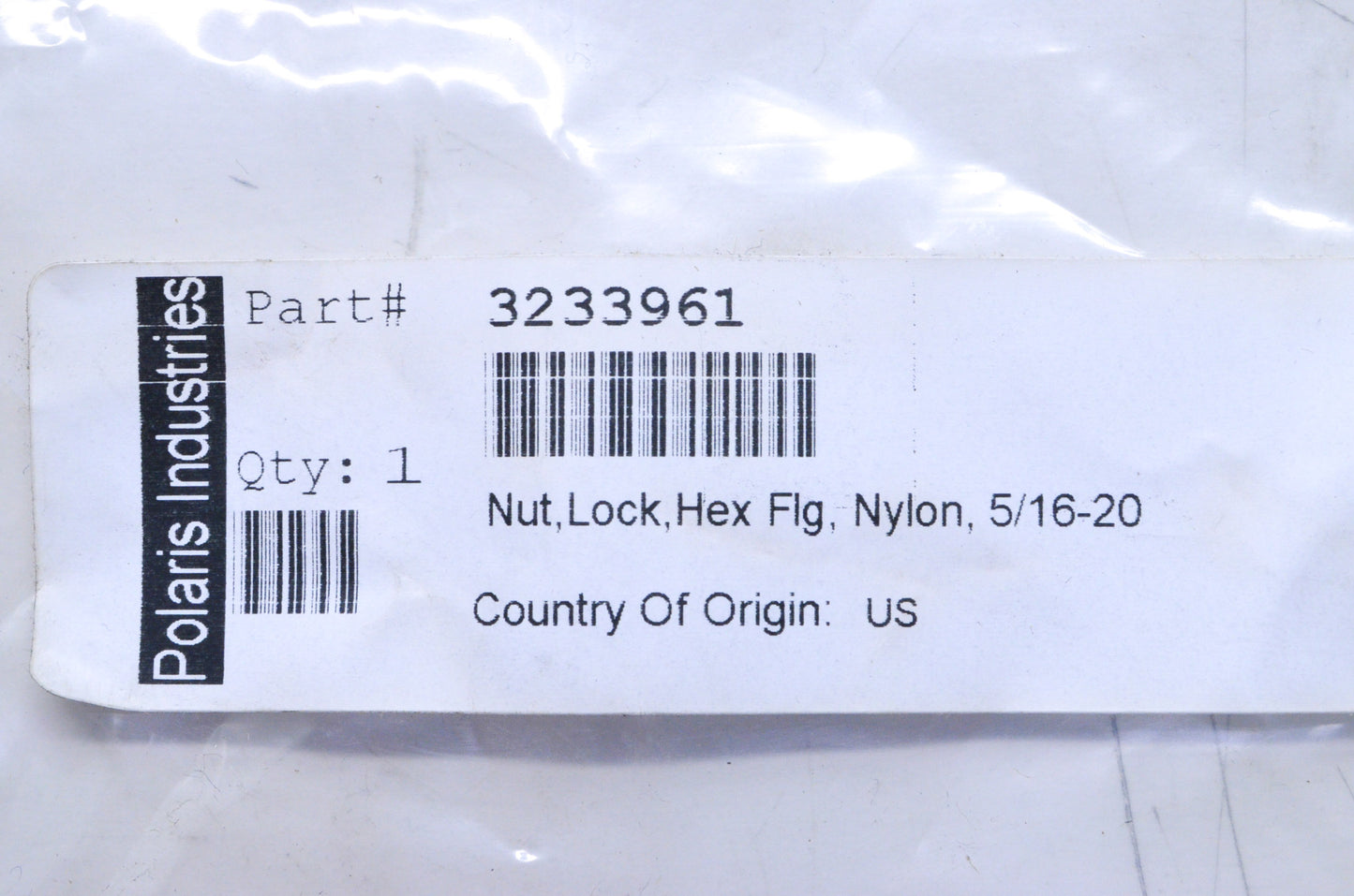 OEM Polaris 3233961 Nylon Hex Flange Lock Nut 5/16 NOS