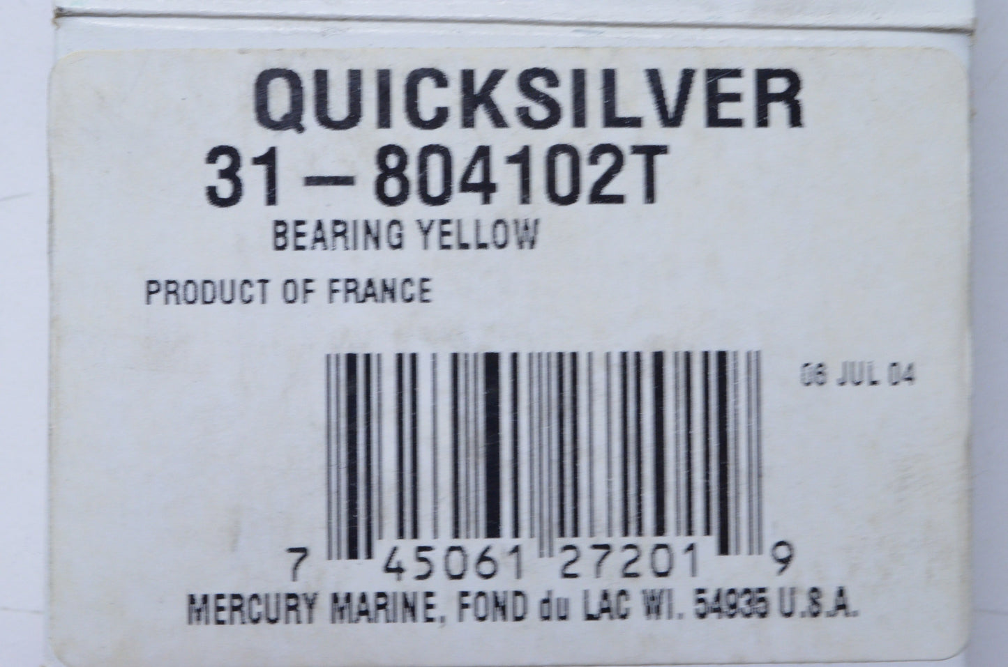 OEM Mercury 31-804102T Yellow Bearing NOS