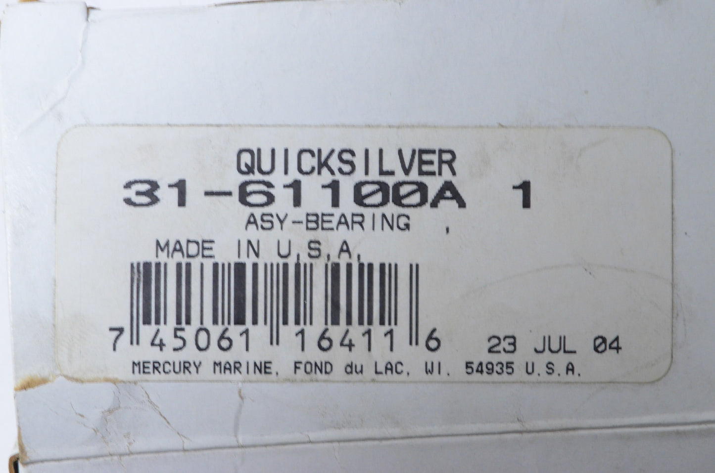 New OEM Mercury Tapered Roller Bearing NOS