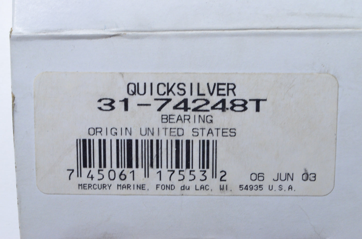 New OEM Mercury Upper Main Bearing NOS