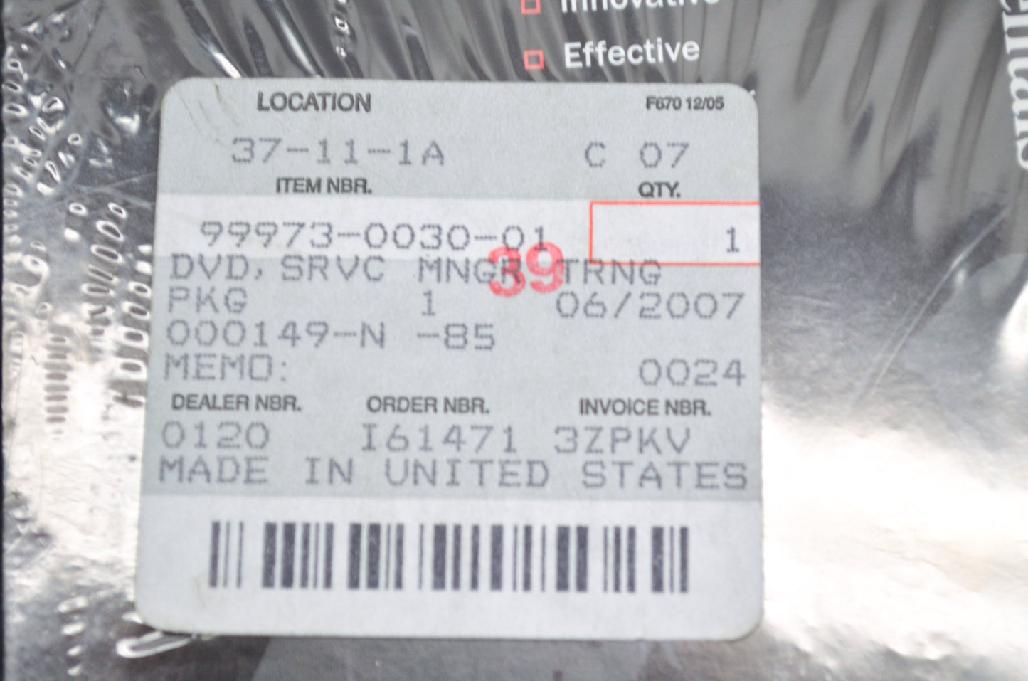 OEM Kawasaki 99973-0030-01 Service Manager Training DVD NOS