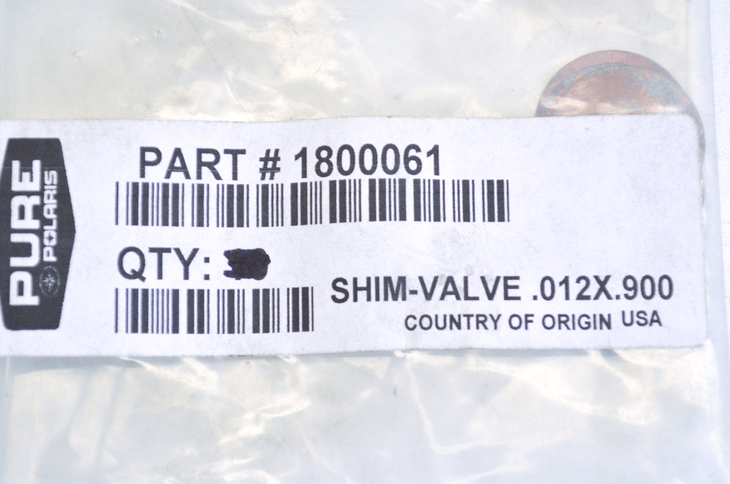 OEM Polaris 1800061 Valve Shim .012X.900 NOS