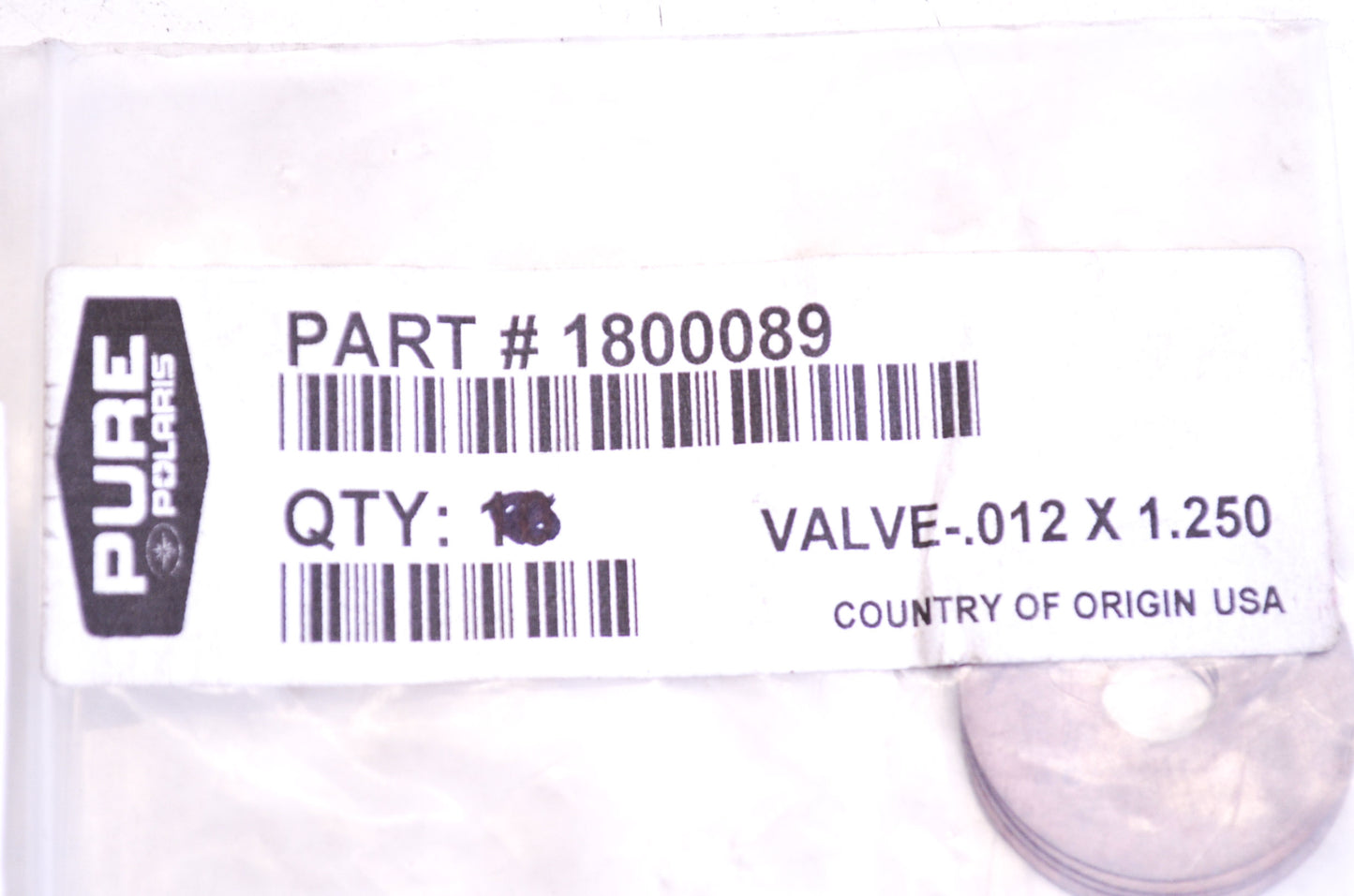 OEM Polaris 1800089 Valve .012x1.250 NOS