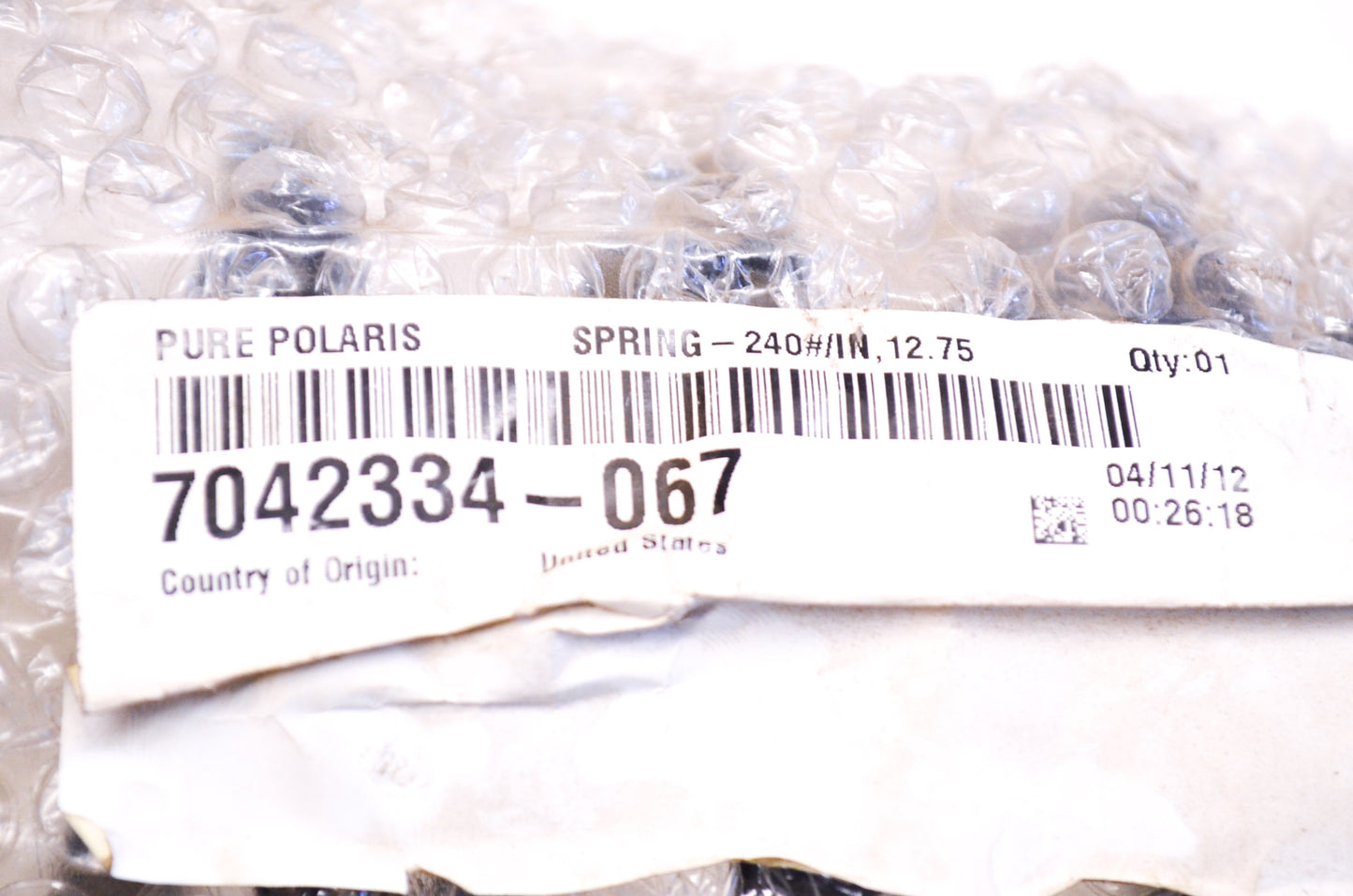 OEM Polaris 7042334-067 Rear Black Suspension Spring NOS