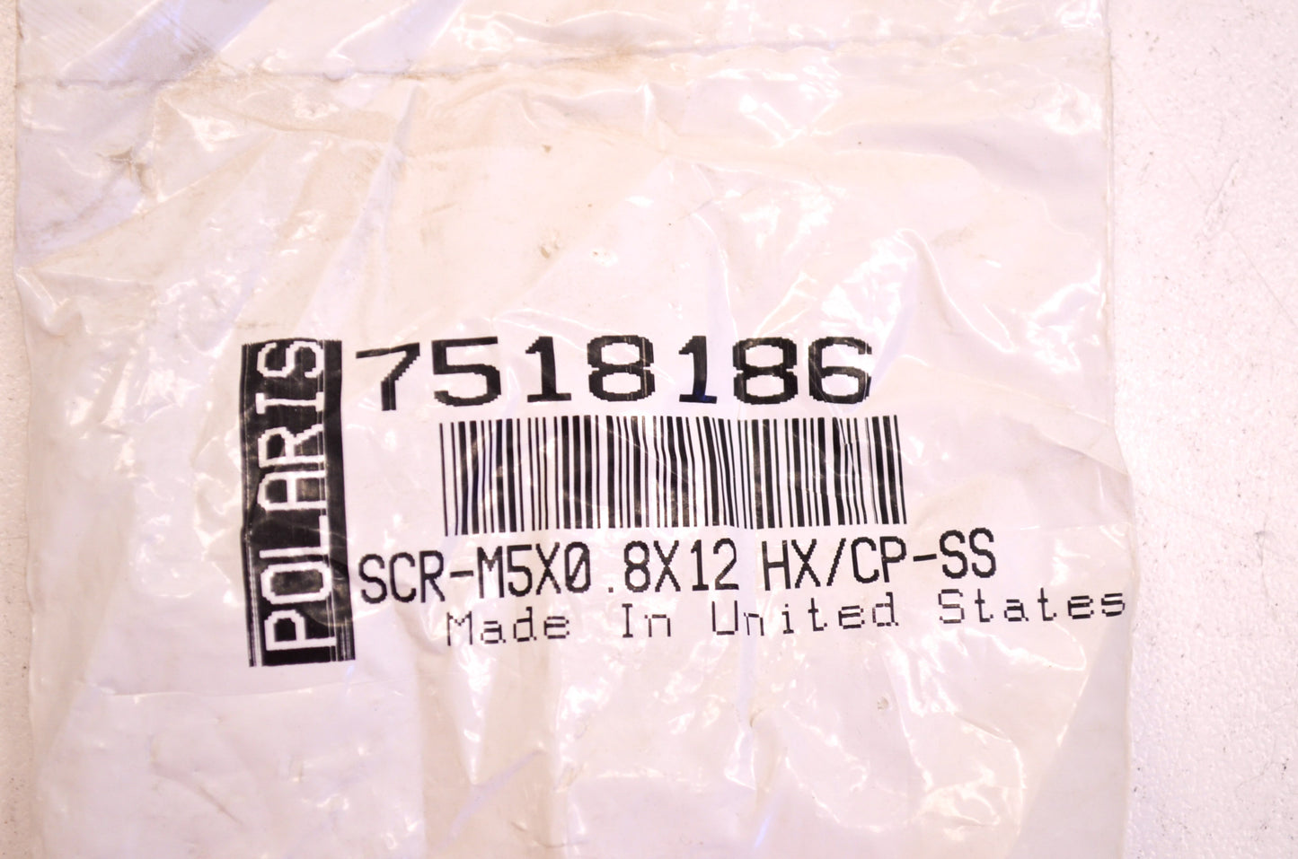 OEM Polaris 7518186 Screw M5X0.8X12 HX/CP-SS NOS