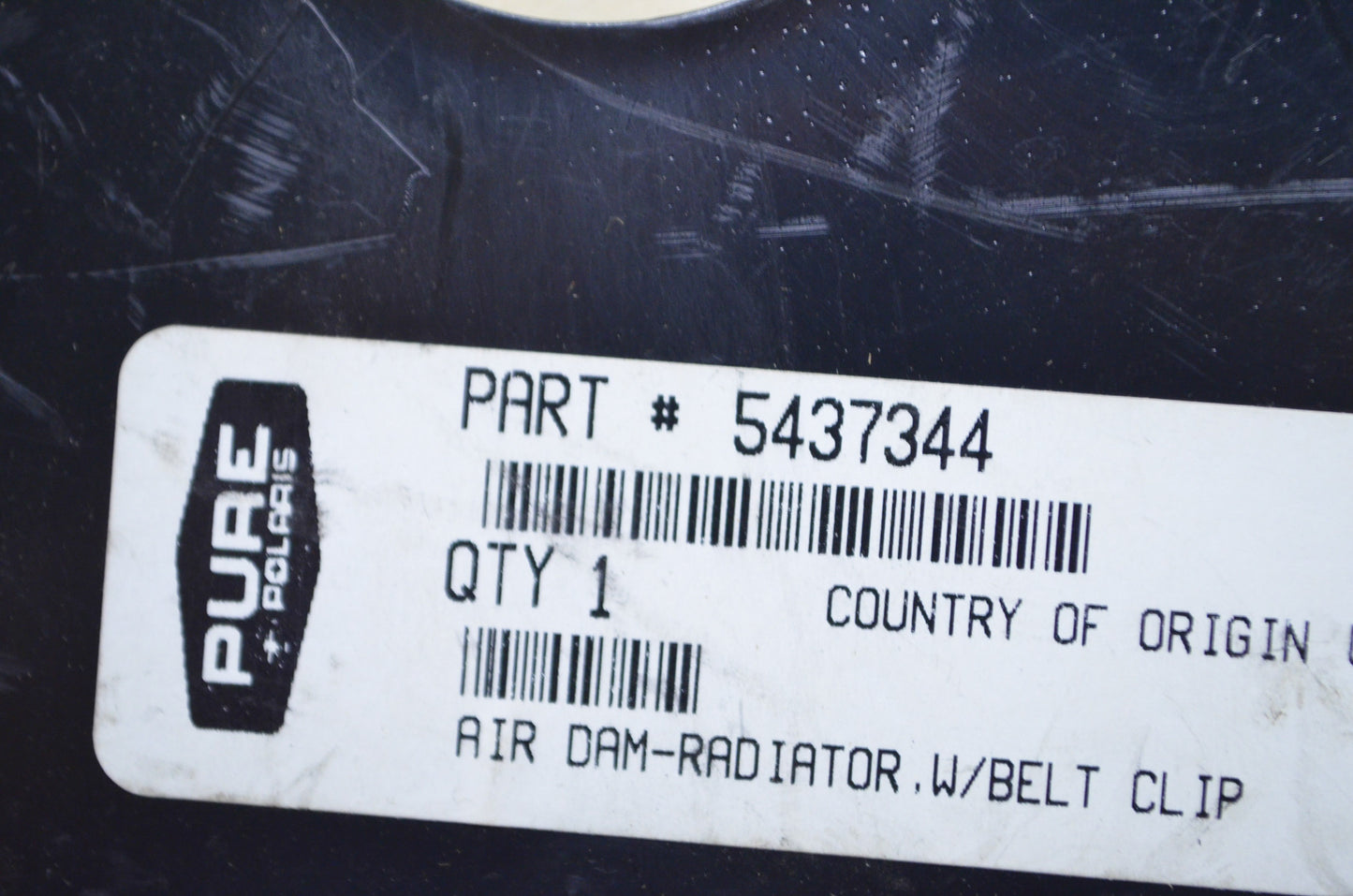 OEM Polaris 5437344 Radiator Arm Dam w/ Belt Clip NOS