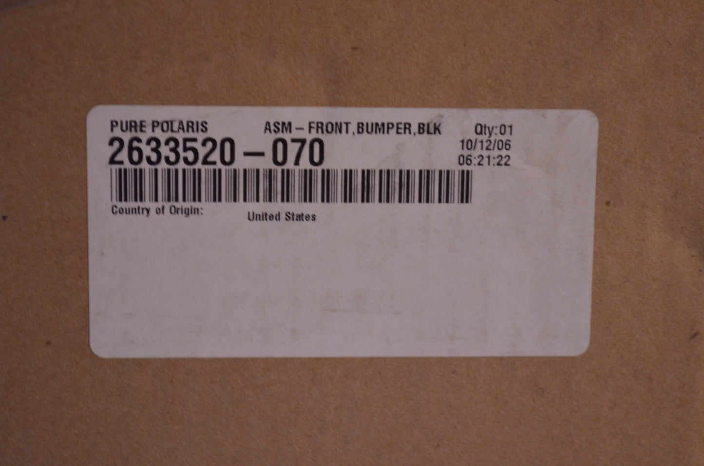 OEM Polaris 2633520-070 Black Front Bumper Assembly NOS