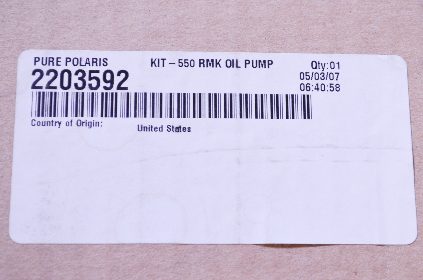 OEM Polaris 2203592 Oil Pump Return Kit NOS