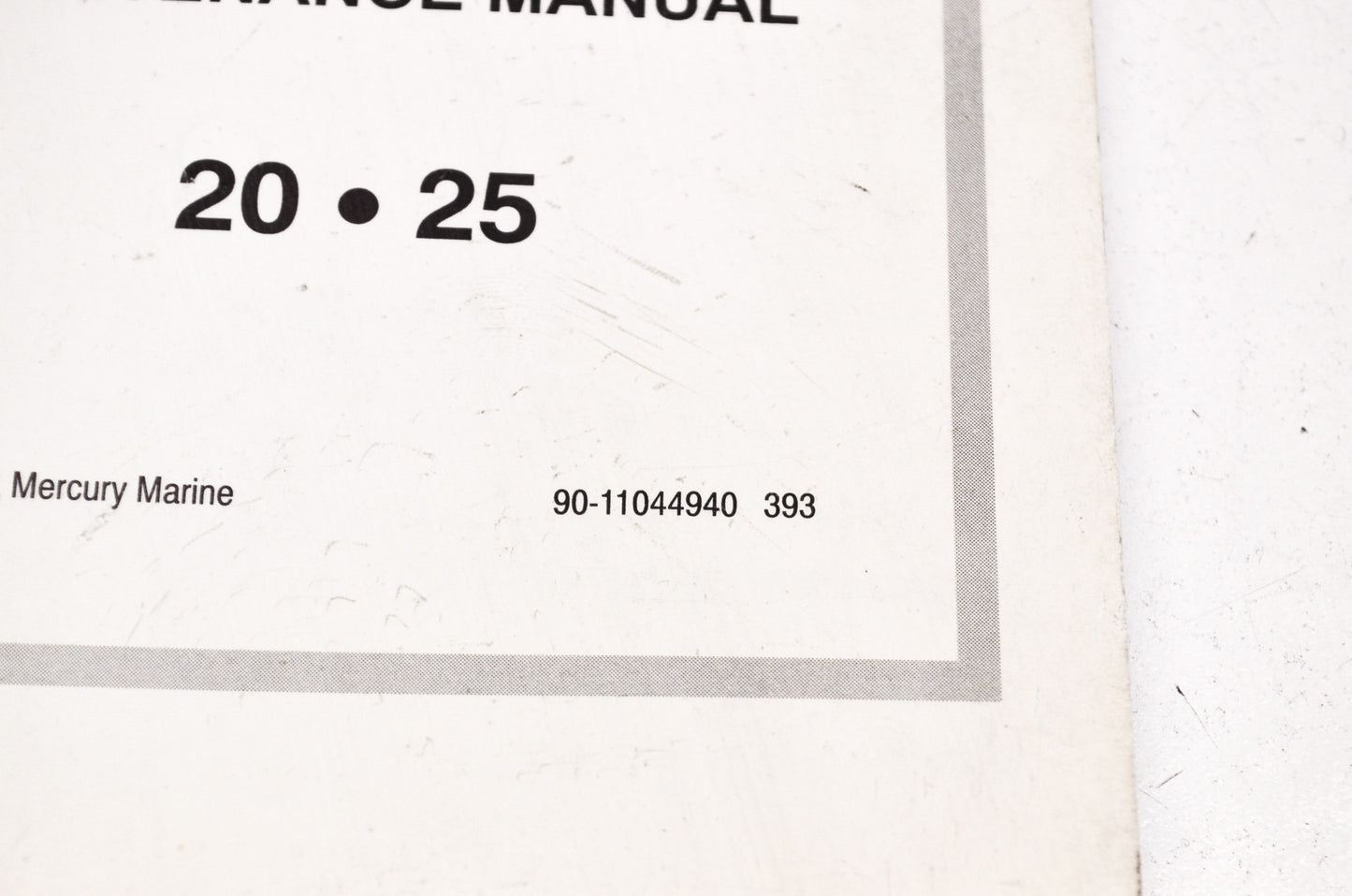 New OEM Mercury 20/25HP Operation Manual NOS