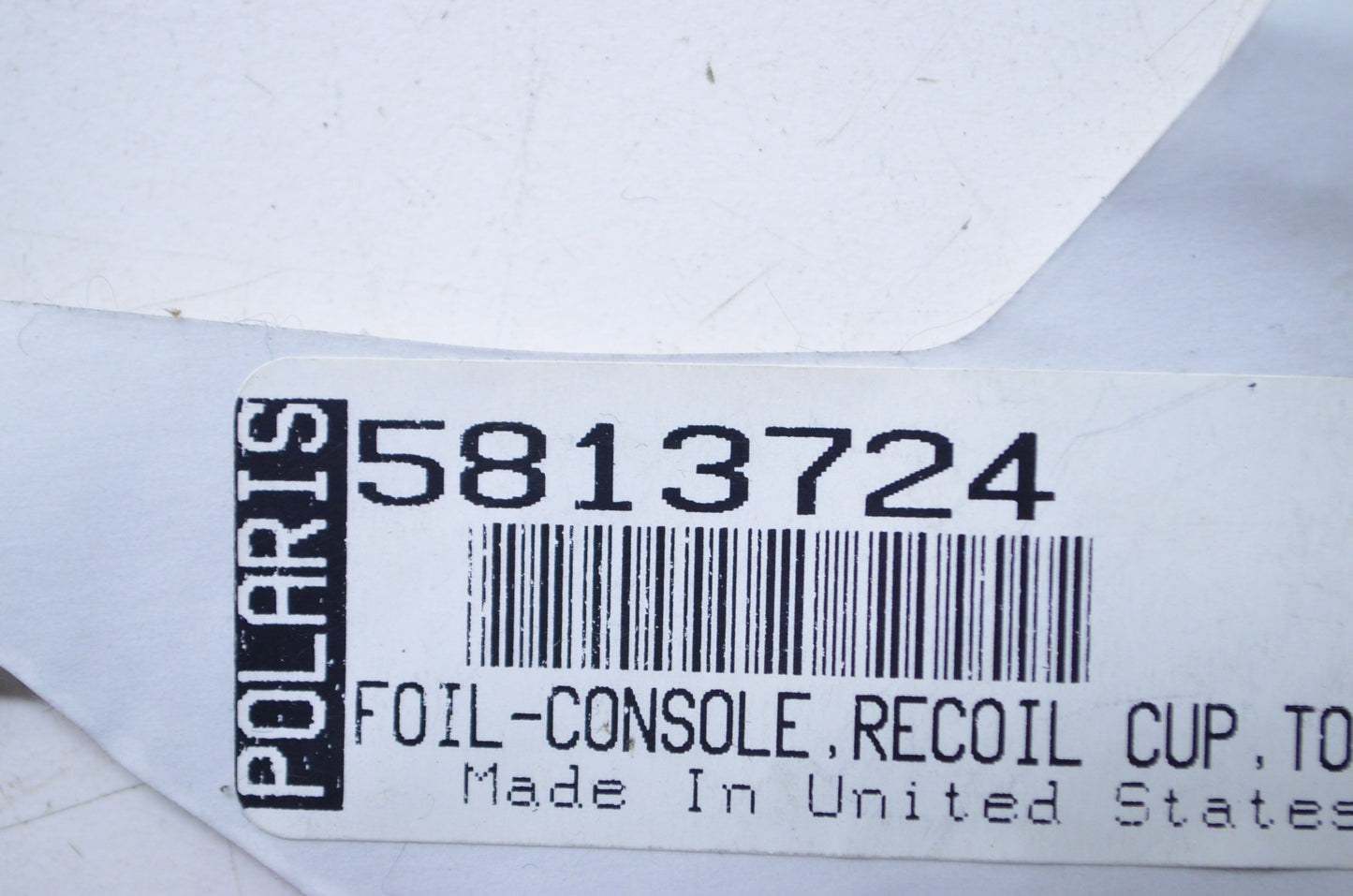 OEM Polaris 5813724 Console Top Recoil Cup Foil NOS