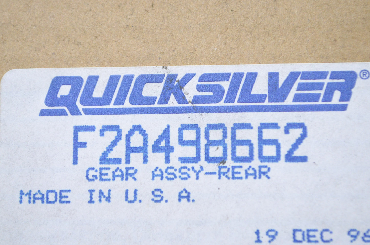 OEM Mercury F2A498662 Rear Gear Assembly NOS