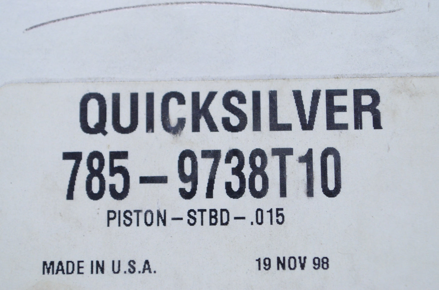 OEM Mercury 785-9738T10 STBD Piston Kit .015 NOS
