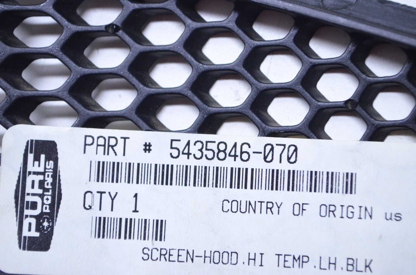 OEM Polaris 5435846-070 Black Left Hi Temp Hood Screen NOS