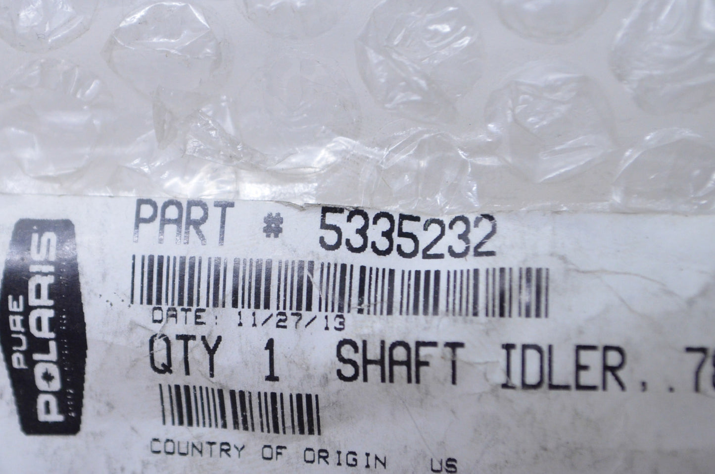 OEM Polaris 5335232 Idler Shaft .784x12.275 NOS