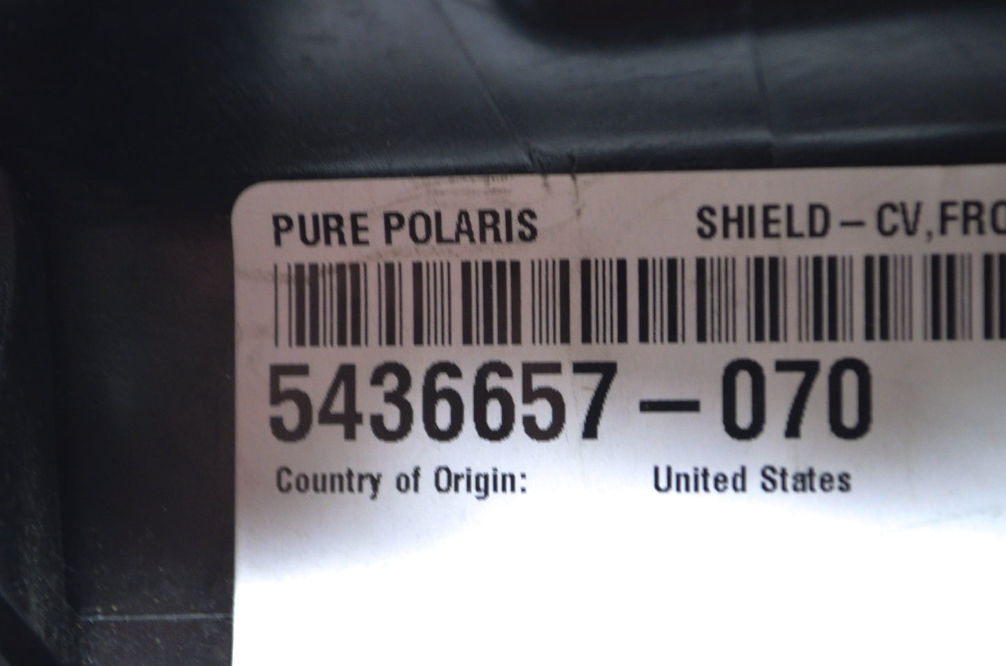 OEM Polaris 5436657-070 Black Left Front CV Shield NOS